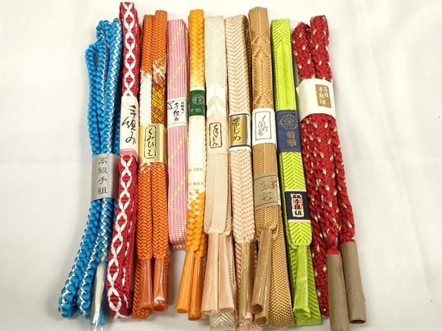 平和屋着物○和装小物 帯締め10本セット 手組紐 組紐 笹浪組 手組 金糸