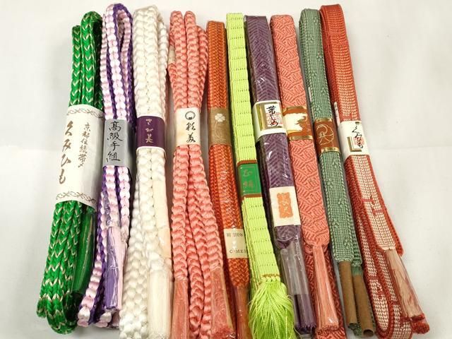 平和屋着物 和装小物 帯締め10本セット 手組紐 組紐 丸源氏組 金銀糸 さが美扱い 長尺 zzz