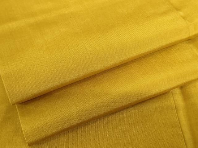 平和屋着物○本場黄八丈 平織 紬 色無地 金色 正絹 逸品 AABD4938cs