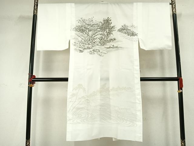 平和屋着物男性 長襦袢 単衣 手描き 人物風景文 洗える着物 AABD0516fy