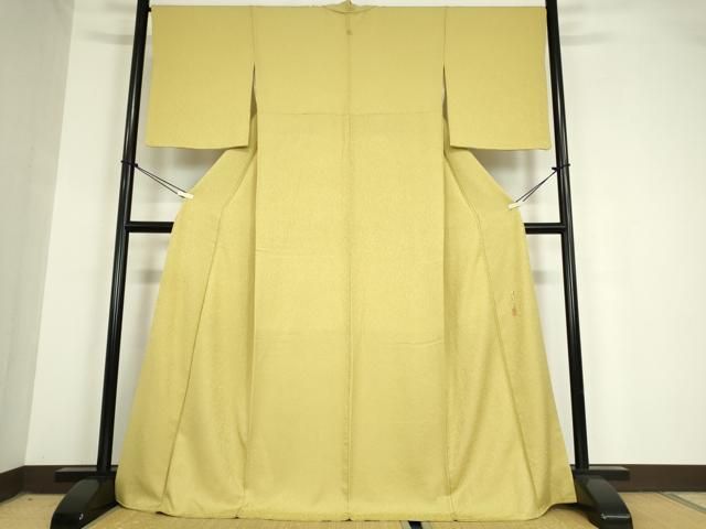 平和屋着物 本草木染作家 瑞寶 色無地 草葉地紋 蒸栗色 正絹 az