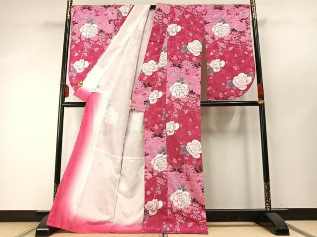 平和屋着物●小振袖　二尺袖　草花文　金彩　洗える着物　AABD0695fy 平和屋着物○小振袖 二尺袖 草花文 金彩 洗える着物 AABD0695fy - メルカリ