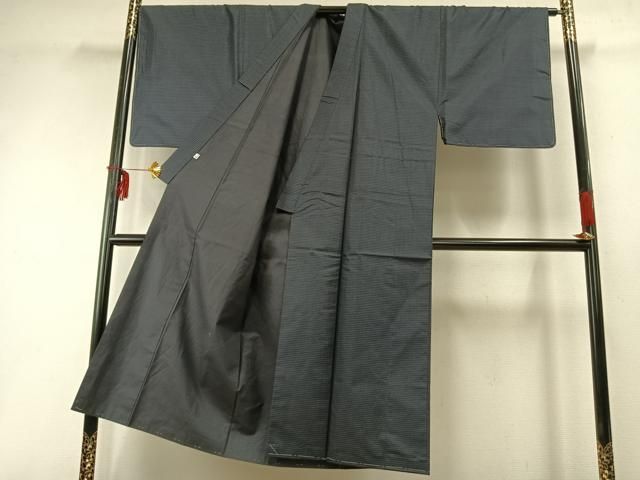 平和屋着物○男性 本場縞大島紬 アンサンブル 長襦袢セット 泥染め