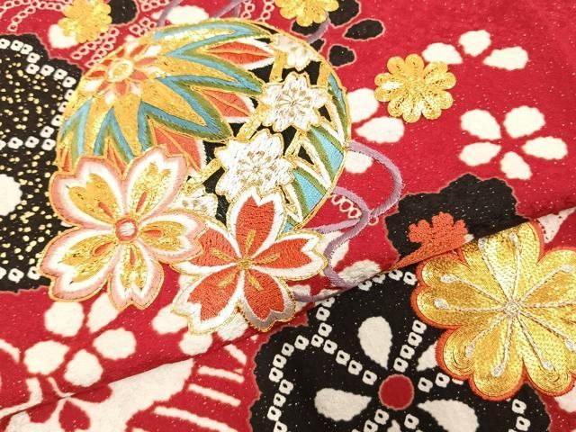 平和屋着物○豪華振袖 駒刺繍 舞花文 毬 金彩 銀通し地 正絹 逸品