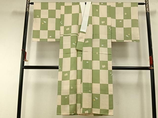 平和屋着物●長襦袢　袷　市松文様　犬張子　正絹　逸品　AABD8493fy 平和屋着物○長襦袢 袷 市松文様 犬張子 正絹 逸品 AABD8493fy