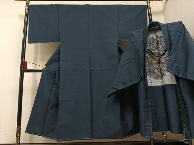 平和屋着物 男性 お召 アンサンブル 亀甲柄 正絹 ph