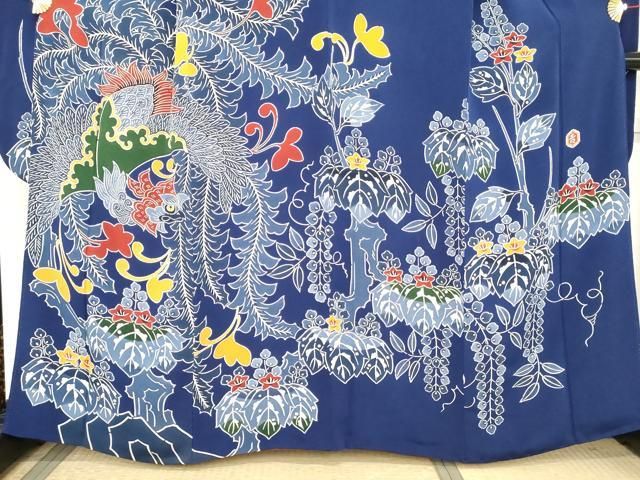 栗山吉三郎 和染紅型 可憐な花 振袖 縮緬 栗山吉三郎 和染紅型 可憐な花 振袖 縮緬