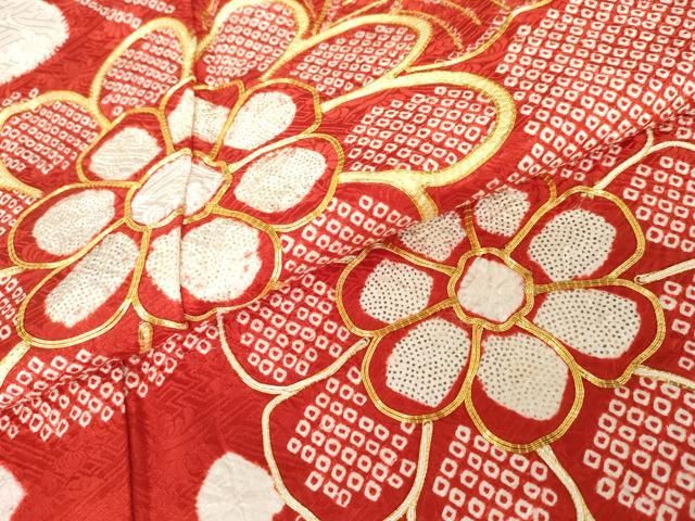 平和屋着物○豪華振袖 絞り 駒刺繍 舞花桐文 正絹 逸品 AABD6432cs