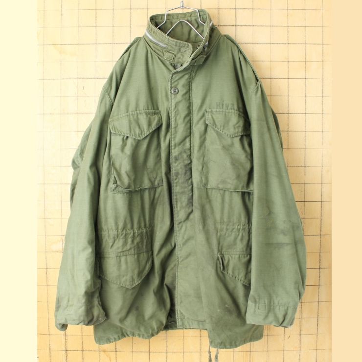 60 s M-65 2 rd.モデル フィールドジャケット LONG LARGE ミリタリー オリーブドラブ アルミジップ アメリカ古着 092425 aw 135