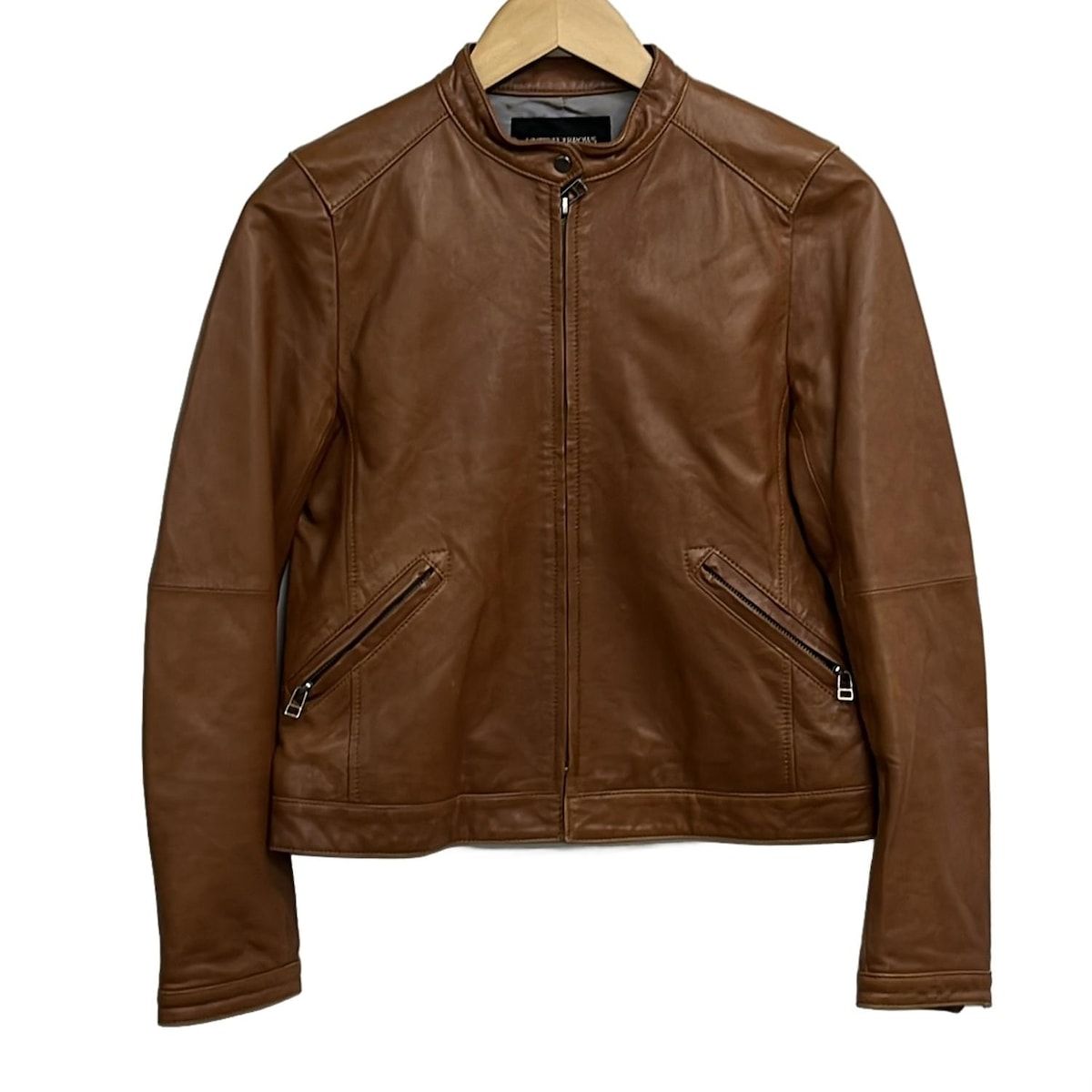 UNITED ARROWS ブラウンレザー シングルライダースジャケット XL UNITED ARROWS(ユナイテッドアローズ) ライダースジャケット サイズ40