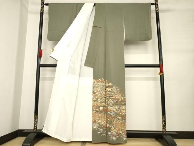 平和屋着物 豪華色留袖 総刺繍 風景花文 正絹 ck