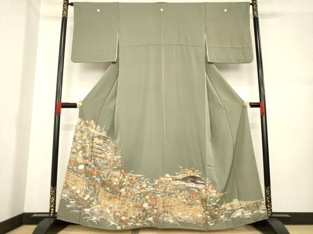 平和屋着物 豪華色留袖 総刺繍 風景花文 正絹 ck