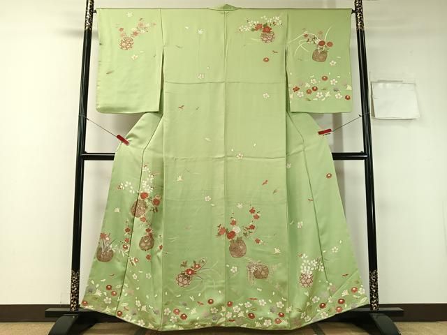 平和屋着物○訪問着 駒刺繍 吹寄せ花篭文 金彩 正絹 逸品 CABA4741vp