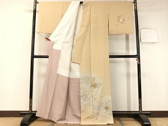平和屋着物 訪問着 駒刺繍 流水更紗唐草文 暈し染め 金彩 正絹 vp