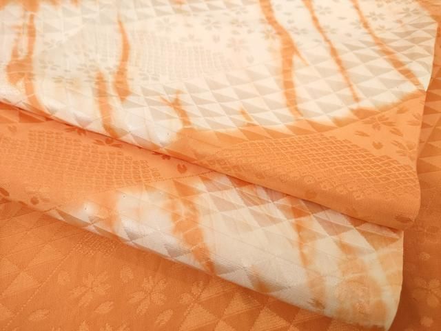 平和屋着物●長襦袢　無双仕立て　絞り　斜縞花地紋　正絹　逸品　AABD9386ck 平和屋着物○長襦袢 無双仕立て 絞り 斜縞花地紋 正絹 逸品 AABD9386ck