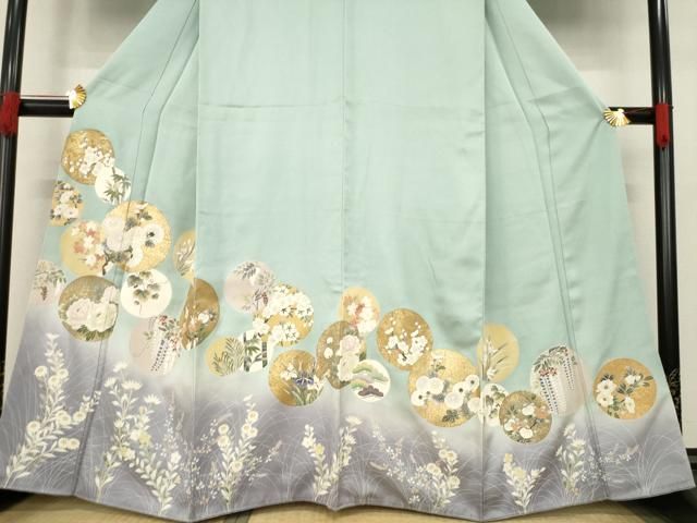  平和屋着物 豪華色留袖 友禅 花丸尽くし 暈し染め 金彩 正絹 ck 黒留袖 着物