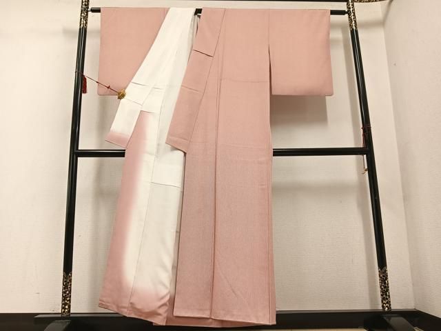  平和屋着物 江戸小紋 万筋 赤丹色 練色 正絹 ph 小紋 着物