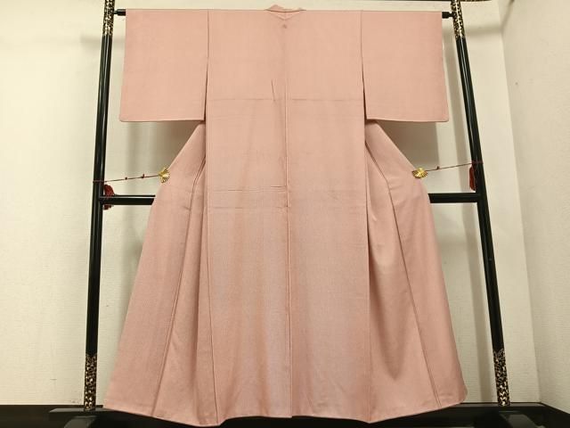 平和屋着物 江戸小紋 万筋 赤丹色×練色 正絹 ph