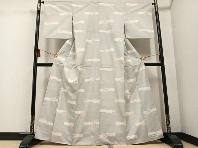 平和屋着物○本場大島紬 アンサンブル 白大島 枝梅 正絹 逸品