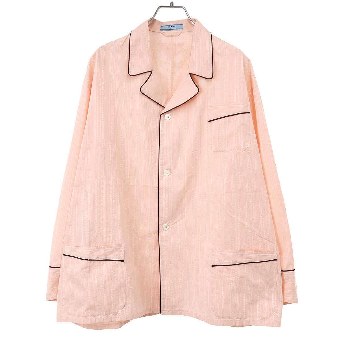 PRADA プラダ 25AW パイピング コットンシャツ P479I 171E ピンク 36 PRADA プラダ 25AW パイピング コットンシャツ P479I 171E ピンク 36