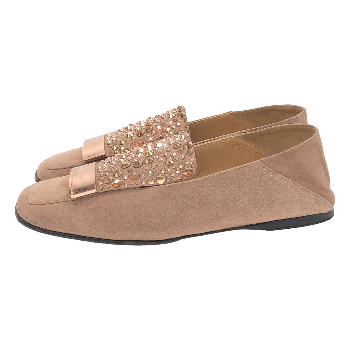 sergio rossi セルジオ ロッシ SR 1 スタッズ装飾スウェードフラットパンプス A 77990 ピンク 36