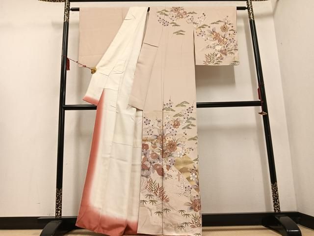 平和屋着物 訪問着 草花文 金彩 正絹 ph