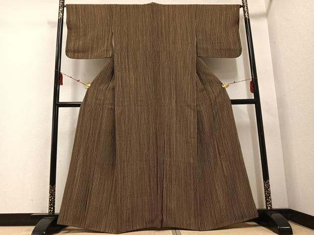 平和屋着物 上質な小紋 紬地 縞 正絹 ph