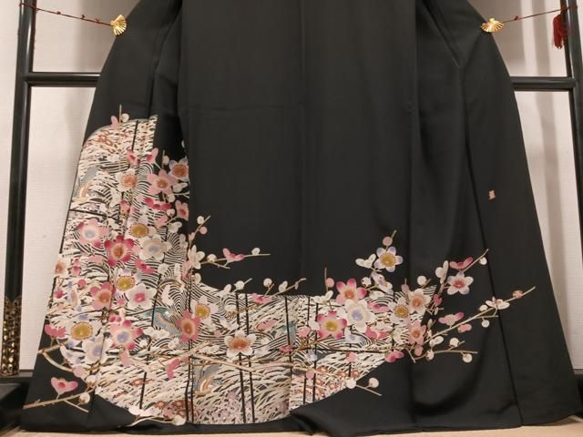  平和屋着物 本加賀友禅作家 黒田勲 黒留袖 花鳥文 正絹 ph 黒留袖 着物