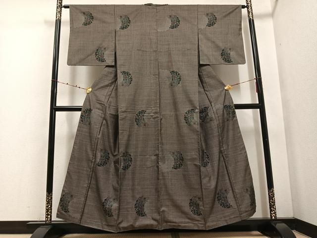 平和屋着物 本場大島紬 カタス7マルキ 雪輪花唐草文 正絹 ph