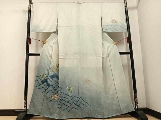 平和屋着物 訪問着 絞り 刺繍 草花文 暈し染め 正絹 ph