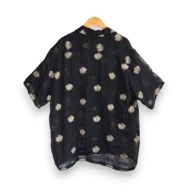 NEEDLES 23ss S/S One-Up Shirt CU/C/N/PE Oriental Lame Jq. BLACK