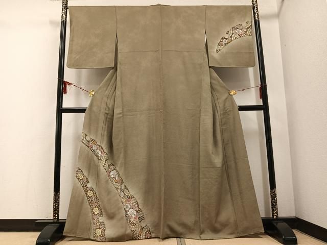 平和屋着物 訪問着 辻が花 雪輪文 暈し染め 丹後ちりめん 反端付き 正絹 ph