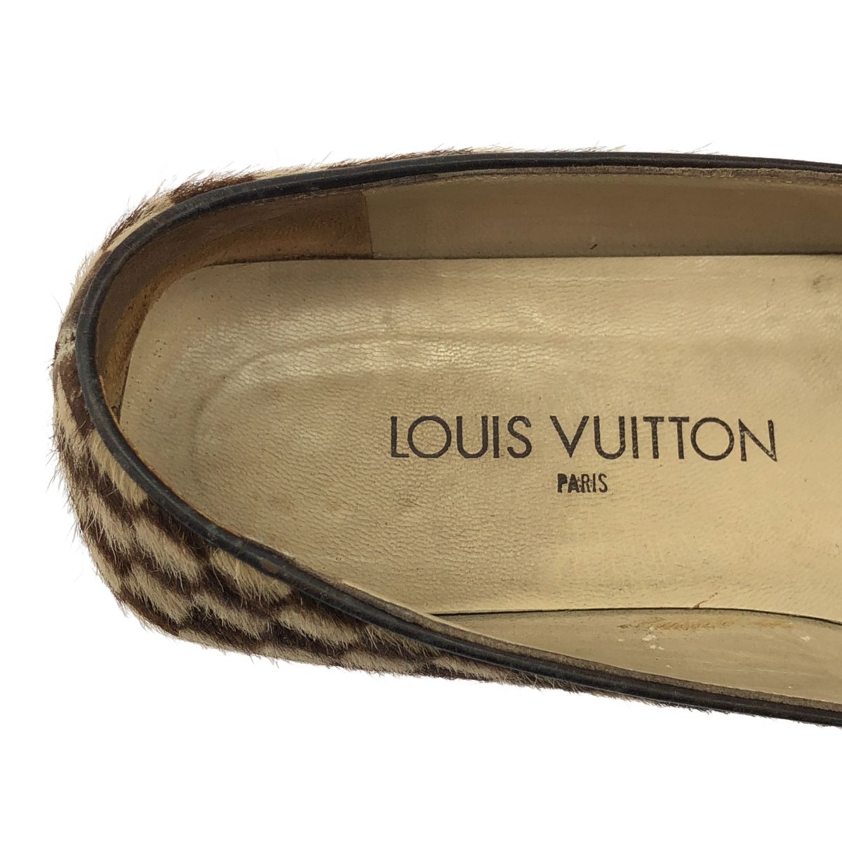 美品✨ ルイ ヴィトン ミュール ダミエ ハラコ 金ロゴ モノグラム LOUIS VUITTON ルイヴィトン ダミエ ソバージュ ハラコパンプス