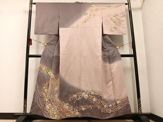 平和屋着物 越後十日町の一流染匠 桐屋 翠山工房 徳永憲峯 訪問着 辻が花 絞り 暈し染め 金彩 銀通し地 やまと誂製 正絹 ph