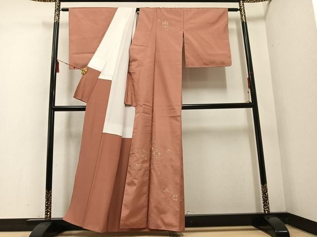 平和屋着物 本場大島紬 訪問着 刺繍 草花文 金銀糸 正絹 ph