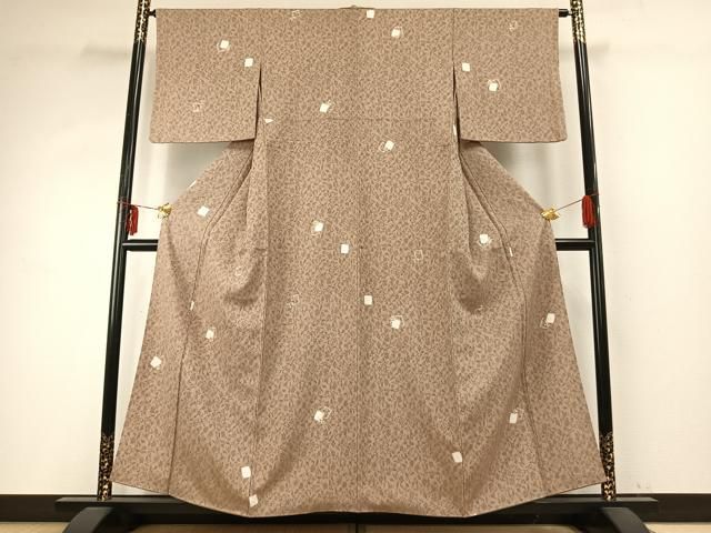 平和屋着物 上質な小紋 絞り 刺繍 色紙重ね花文 正絹 fy