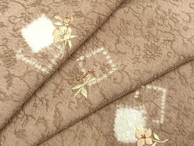 平和屋着物 上質な小紋 絞り 刺繍 色紙重ね花文 正絹 fy