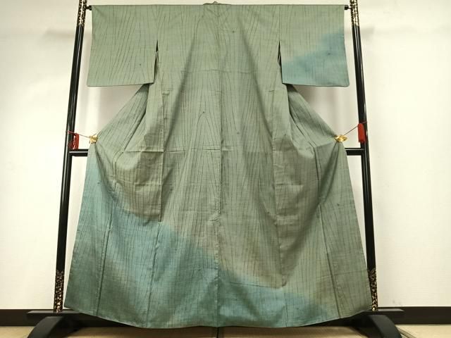 平和屋着物 本場大島紬 絞り よろけ縞 暈し染め 正絹 AABD8558fy