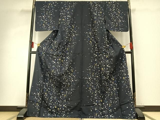 平和屋着物 小紋 舞桜文 ロング丈 洗える着物 fy