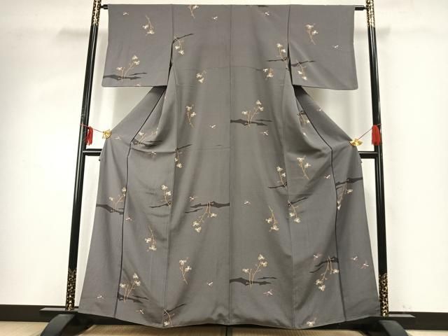 平和屋着物 上質な小紋 型染め 枝花文 勝虫 正絹 fy