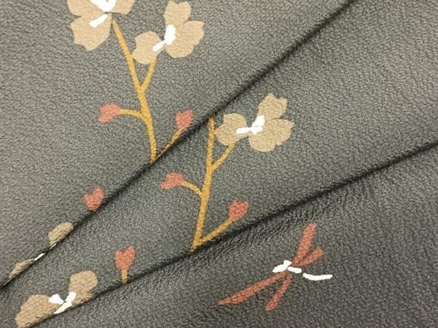 平和屋着物○上質な小紋 型染め 枝花文 勝虫 正絹 逸品 AABD8568fy