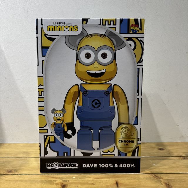 MEDICOM TOY BE RBRICK MINIONS DAVE CHROME VER 100％ 400％ メディコムトイ ベアブリック ミニオンズ フィギュア