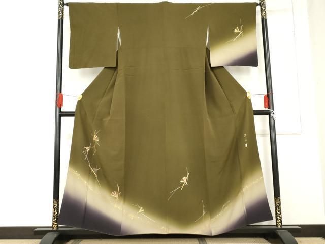 平和屋着物 訪問着 作家物 駒刺繍 吹き寄せ文 暈し染め 金糸 金彩 正絹 cs