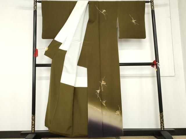 平和屋着物 訪問着 作家物 駒刺繍 吹き寄せ文 暈し染め 金糸 金彩 正絹 cs