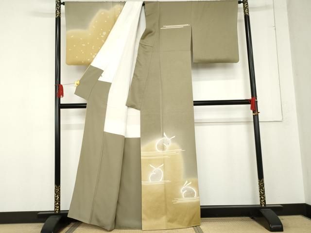 平和屋着物 訪問着 兎に舞花 暈し染め 金彩 正絹 cs