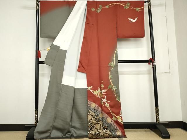 平和屋着物 染色作家 松森和隆 訪問着 飛鳥正倉院花文 暈し染め 金銀彩 正絹 cs