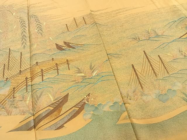  平和屋着物 豪華色留袖 寿光織 風景文 金銀糸 正絹 fy 黒留袖 着物