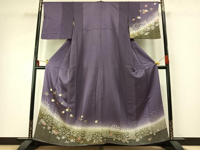 平和屋着物 訪問着 絞り 草花文 暈し染め 金彩 正絹 fy