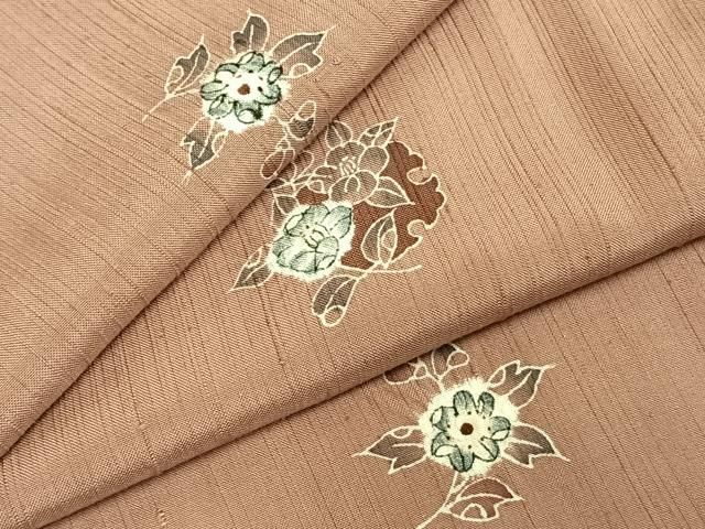 平和屋着物 上質な紬 絞り 草花文 正絹 AABD8666fy