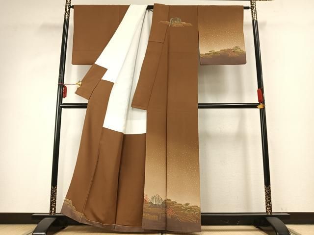 平和屋着物 訪問着 風景花文 暈し染め 金彩 正絹 fy